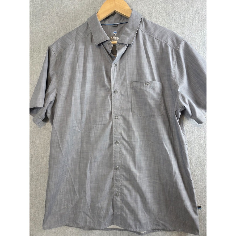 Kuhl Tufflex Mens Shirt L Gray Button Up Outdoor Lightweight Hiking Short Sleeve